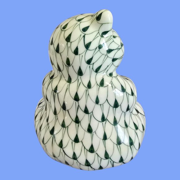 Andrea by Sadek Green & White Bear Herend Style Fishnet Ceramic Figurine 5" - Picture 5 of 9